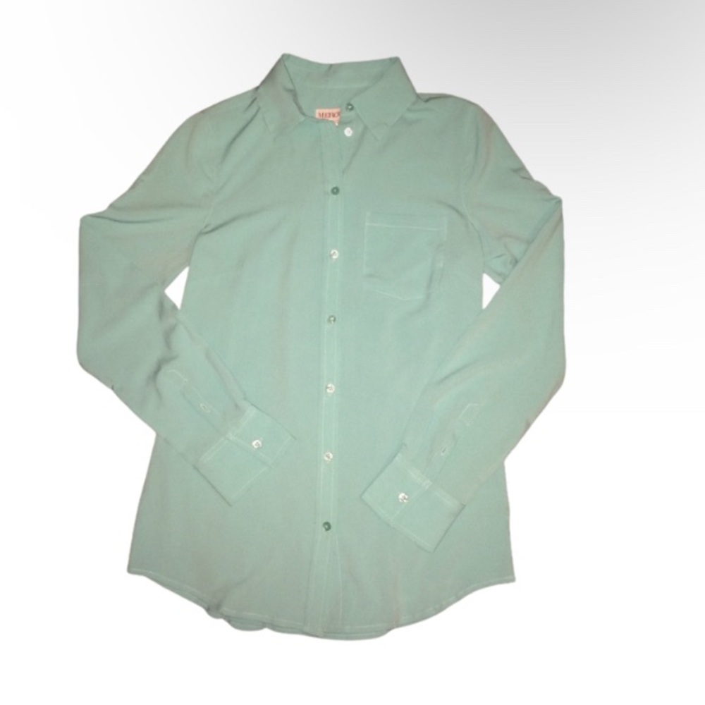 Merona Teal Long Sleeve Button Shirt Size XS